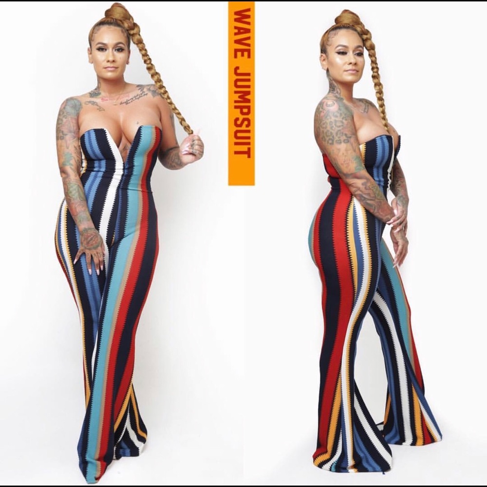 Stripe jumpsuit (actual product photographed)